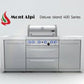 Mont Alpi 400 Deluxe Island / 4-Burner Grill, 2 Infrared Burners, Stainless Steel, Rotisserie Kit, Cover / MAi400-D