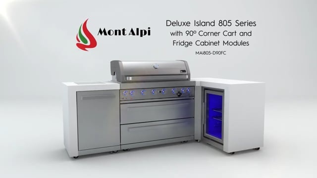 Mont Alpi 805 Deluxe Island with Fridge Cabinet and 90 Degree Corner /