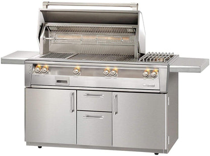 Alfresco Grill Natural Gas Alfresco 56" Deluxe Cart Grill, 3 Burner, Side Burner, Rotis, Double Door, Double Drawer ALXE-56C