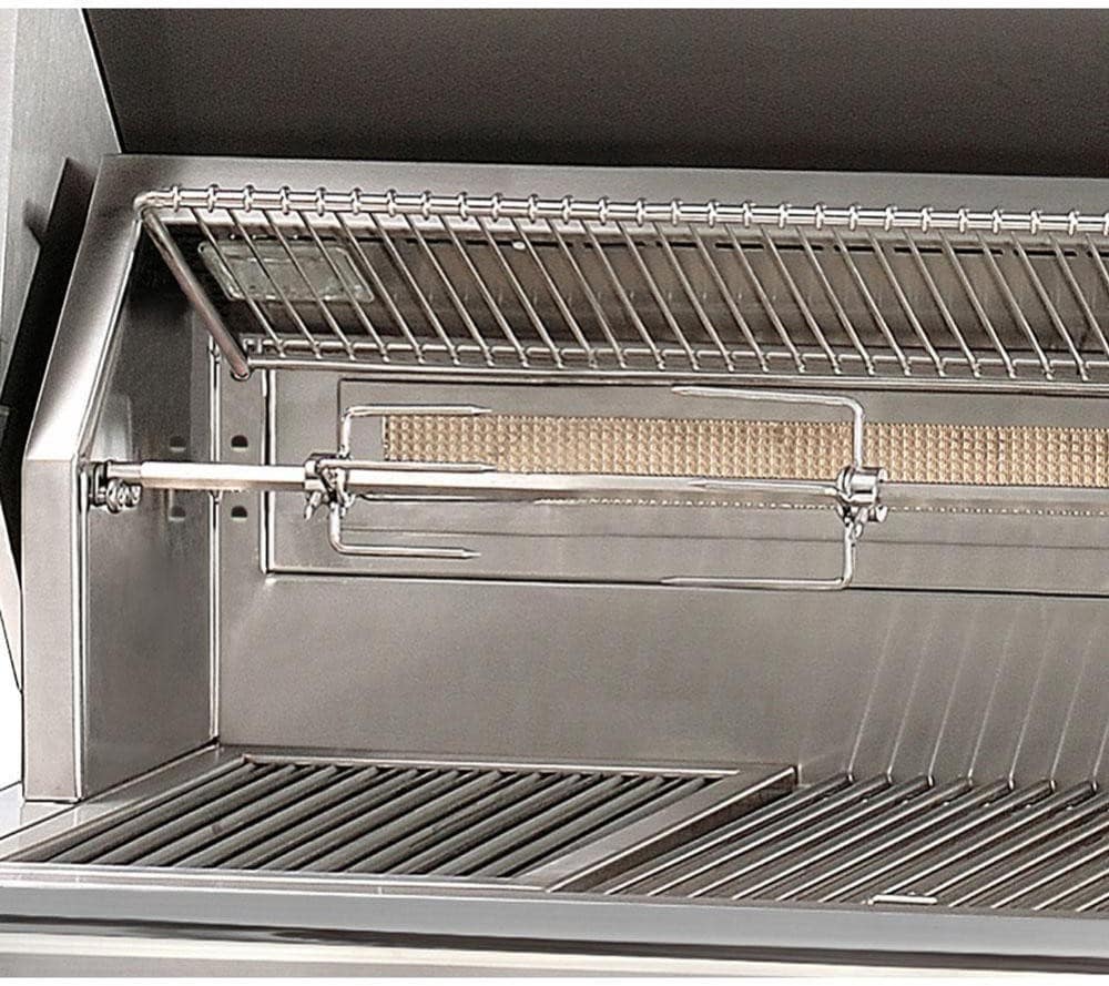 Alfresco Grills 42 Inch Grill with Grilling Surface, Three&nbsp; Burners, Infrared Sear Zone, Integrated Rotisserie, Smoker and Herb Infuser System, 3-Position Warming Rack, Halogen Lighting and Refrigerated Cart: ALXE-42SZRFG