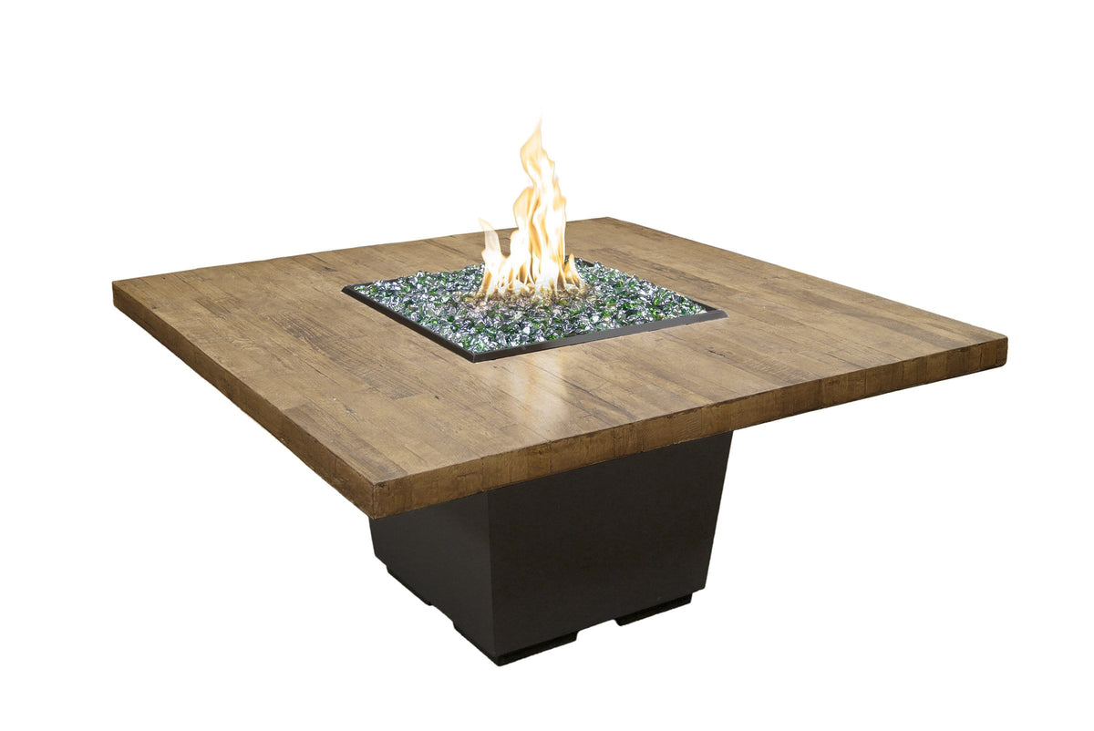 American Fyre Designs Fire Features American Fyre Designs 60&quot; Reclaimed Wood Cosmopolitan Square Dining Gas Firetable / French Barrel Oak or Silver Pine / 642-BA-FO-M6NC, 642-BA-FO-M6PC, 642-BA-SP-M6NC, 642-BA-SP-M6PC, 642-BA-FO-F6NC, 642-BA-FO-F6PC, 642-BA-SP-F6NC, or 642-BA-SP-F6PC