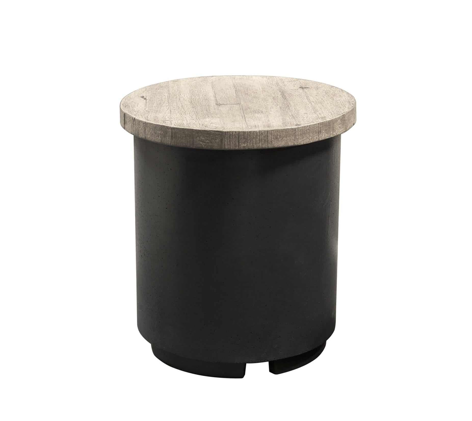 American Fyre Designs Fire Features Black Lava Base / Silver Pine Top (Reclaimed Wood) American Fyre Designs Contempo Tank/End Table / Black Lava, Café Blanco, Dark Basalt, Light Basalt, Smoke, Travertine, or White Aspen / 8510-BA, 8510-BA-FO, 8510-BA-SP, 8510-CB, 8510-DB, 8510-LB, 8510-SM, 8510-TR, or 8510-WA