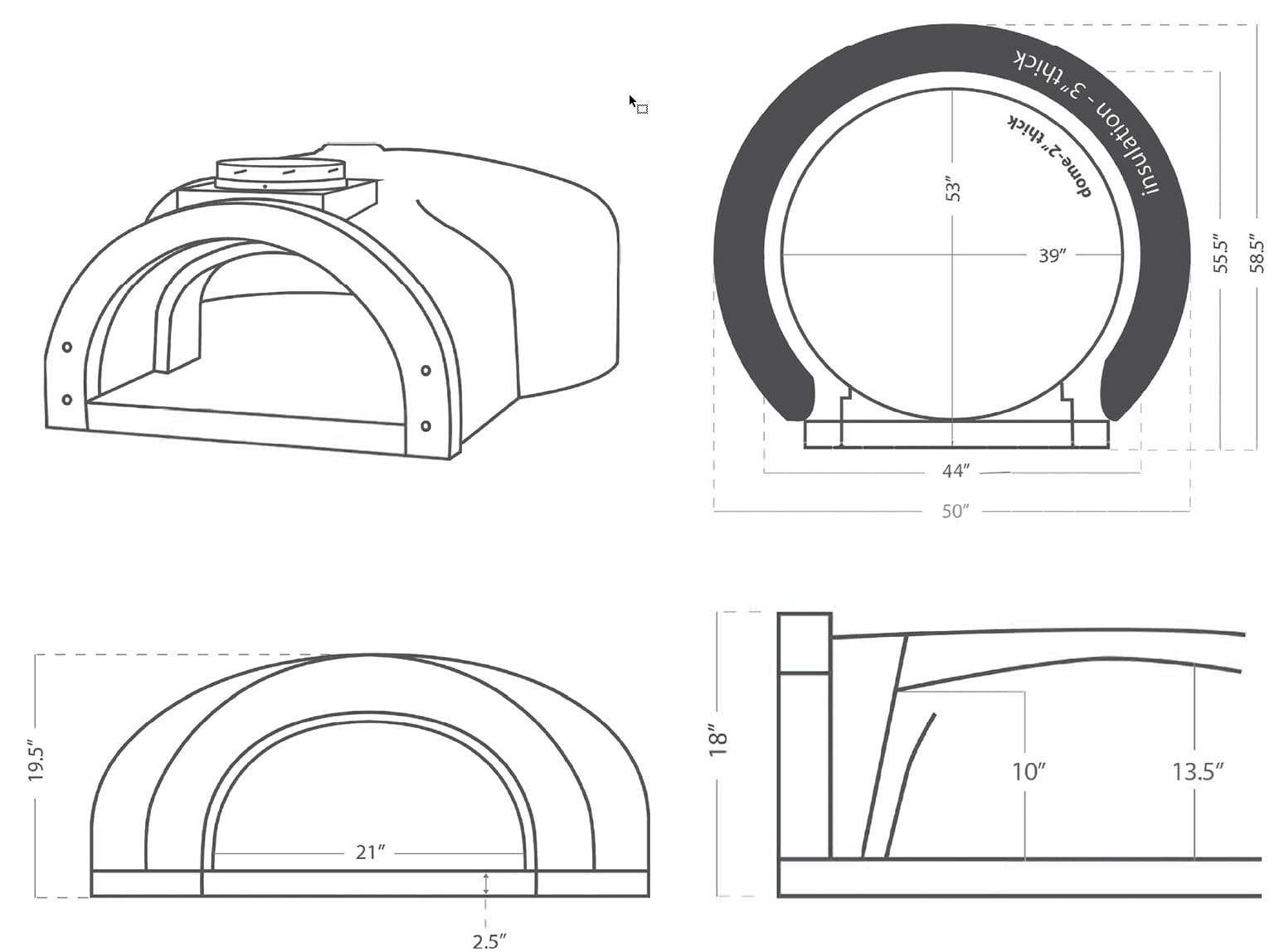 Chicago Brick Oven Pizza Ovens Chicago Brick Oven DIY Built-In Wood Fired Pizza Oven / CBO-1000 Kit / 53" X 39" Cooking Surface / CBO-O-KIT-1000