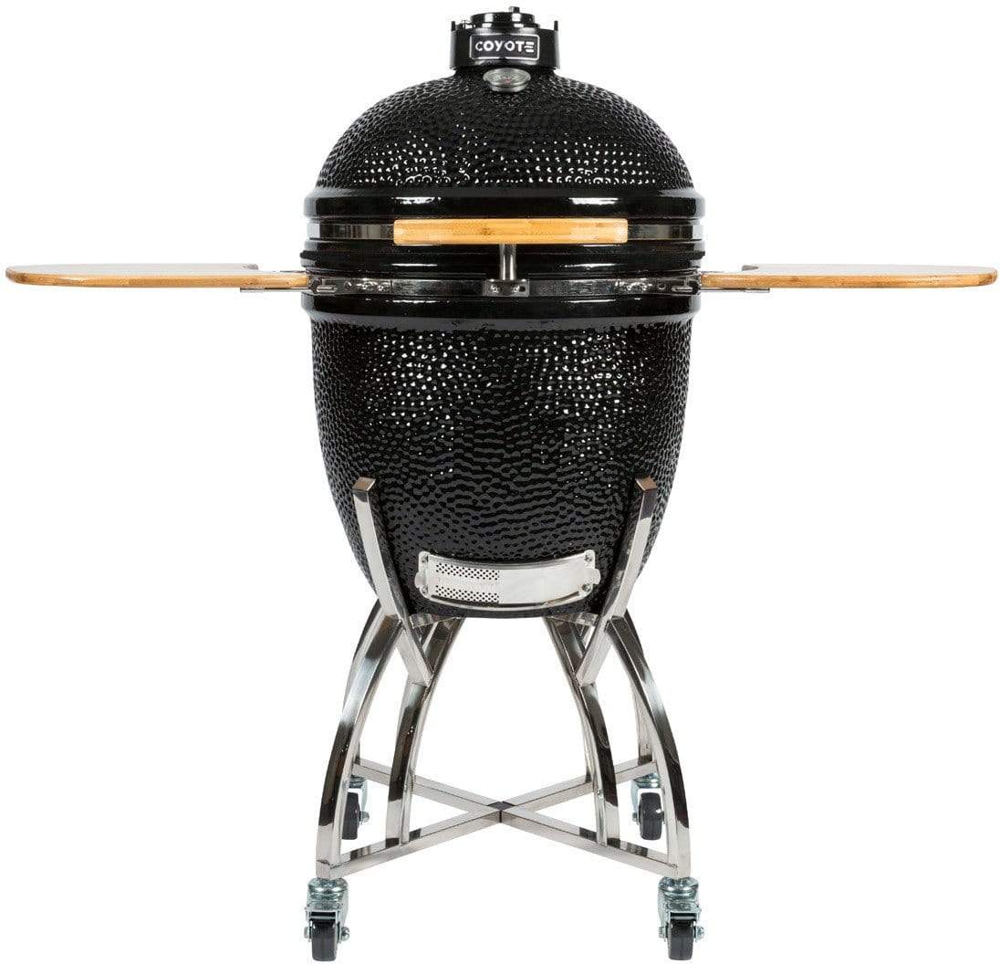 Coyote Grills Coyote 22 Inch Asado Smoker with Stainless Steel Smoking Grate, Heat Resistant Construction, Adjustable Venting and 254 sq. in. Cooking Area: Smoker with Cart and Side Shelves C1CHCS-FS