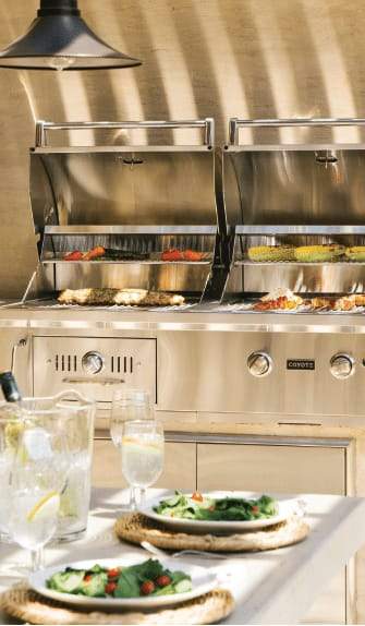 Coyote Grills Coyote 50 Inch Built-in Charcoal and Gas Grill, Gas BTU, 2 High-Performance Infinity Burners, Wood Chip Cooking, Heat Control Grids, Adjustable Air Flow Dampers, and Cart Option C1HY50