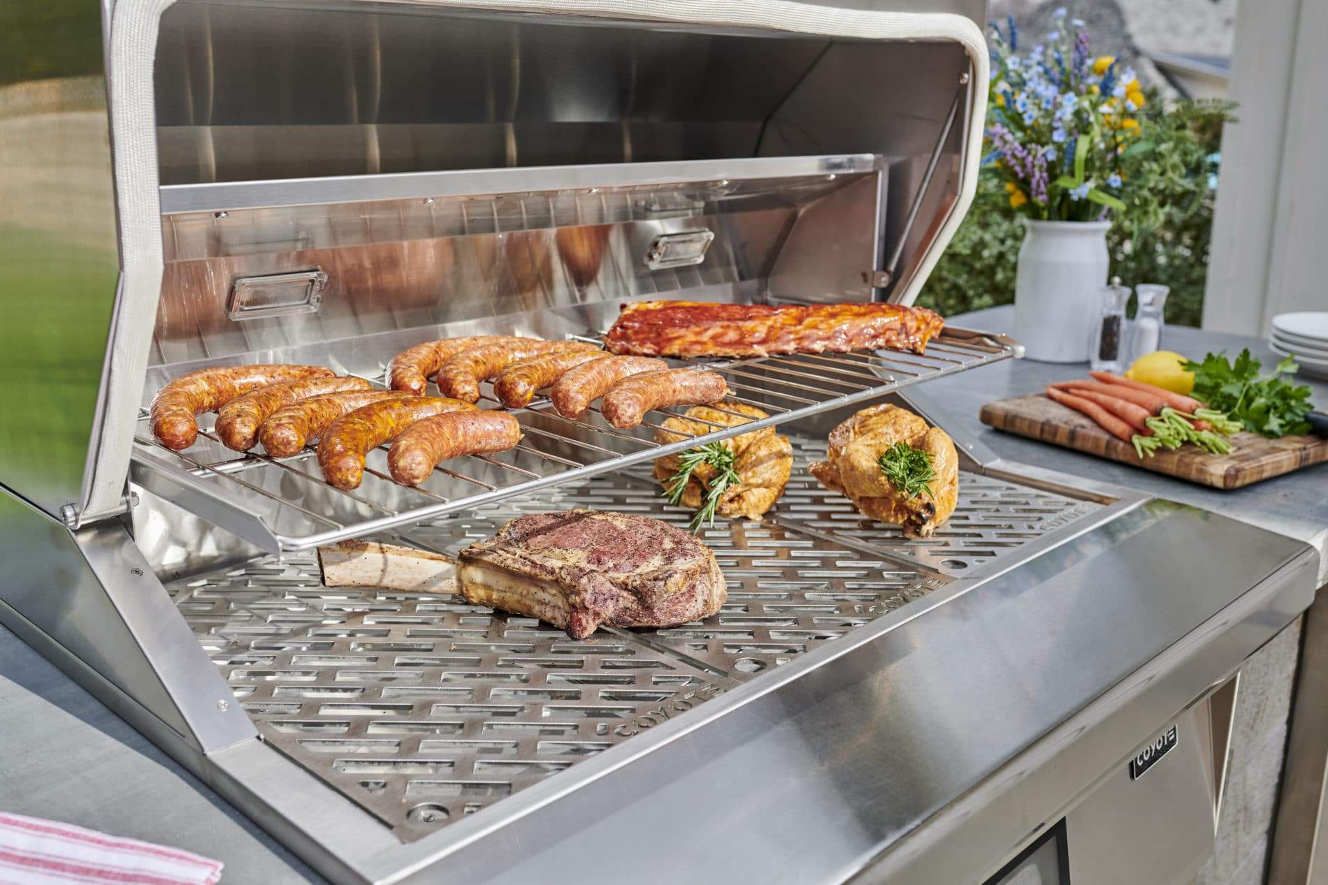 Coyote 36" Freestanding Cart Pellet Grill / C1P36-FS | OutdoorKitchenPro