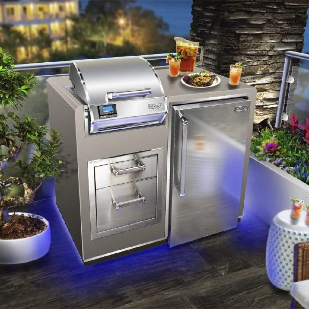 Firemagic Islands Firemagic Electric Grill Island Bundle with Refrigerator (36&quot; x 44&quot;) - GFRC Island in Smoke finish