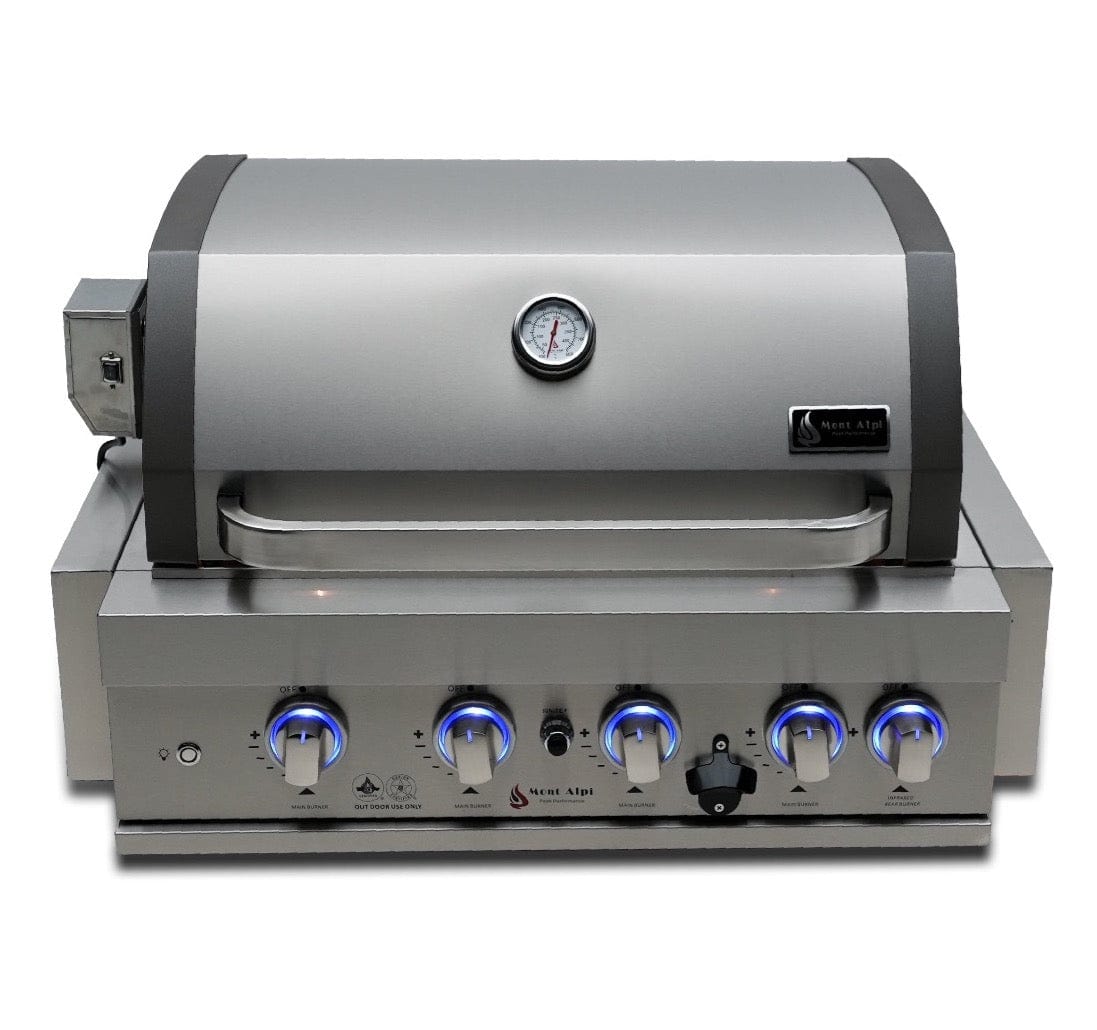 Mont Alpi Grills Mont Alpi 400 Built-In Gas Grill / 4-Burner Grill, Infrared Back Burner, Stainless Steel, Rotisserie Kit / MABi400