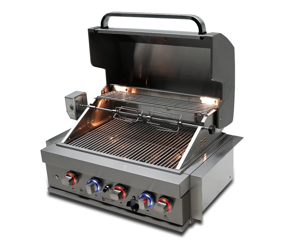 Mont Alpi Grills Mont Alpi 400 Built-In Gas Grill / 4-Burner Grill, Infrared Back Burner, Stainless Steel, Rotisserie Kit / MABi400