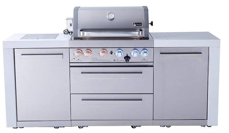 Mont Alpi Island Mont Alpi 400 Deluxe Stainless Steel Island / 4 Burner Grill, 2 Infrared Burners, Rotisserie Kit, Cover / MAi400-D