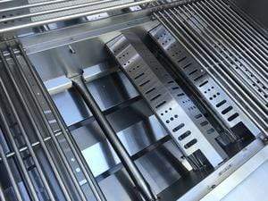 Mont Alpi Island Mont Alpi 400 Deluxe Stainless Steel Island with Fridge Cabinet / 4-Burner Grill, 2 Infrared Burners, Fridge, Waterfall Sides / MAi400-DFC