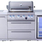 Mont Alpi Island Mont Alpi 400 Deluxe Stainless Steel Island with Fridge Cabinet / 4-Burner Grill, 2 Infrared Burners, Fridge, Waterfall Sides / MAi400-DFC