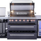 Mont Alpi Island Mont Alpi 805 Black Stainless Steel Island with Fridge Cabinet / 6-Burner Grill, 2 Infrared Burners, Fridge  / MAi805-BSSFC