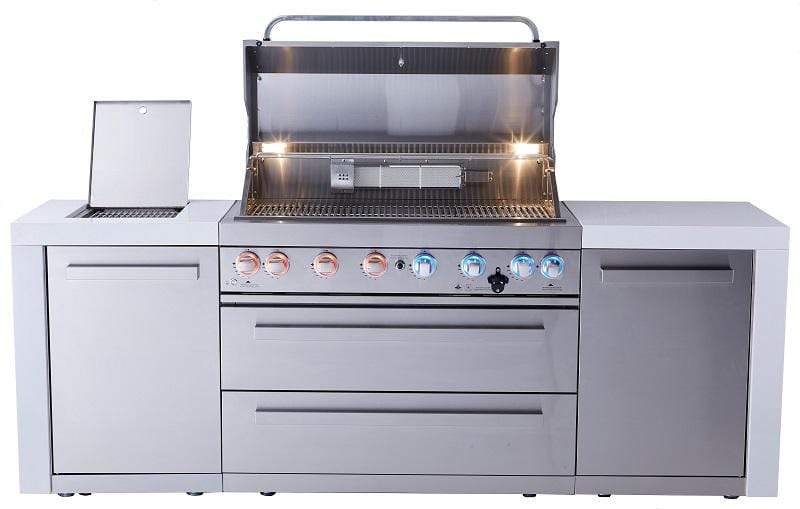 Mont Alpi Island Mont Alpi 805 Deluxe Stainless Steel Island / 6-Burner Grill, 2 Infrared Burners, Rotisserie Kit, Cover / MAi805-D
