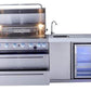 Mont Alpi Island Mont Alpi 805 Deluxe Stainless Steel Island with Beverage Center / 6-Burner Grill, 2 Infrared Burners, Sink, Fridge, Waterfall Sides, Chop Board / MAi805-DBEV