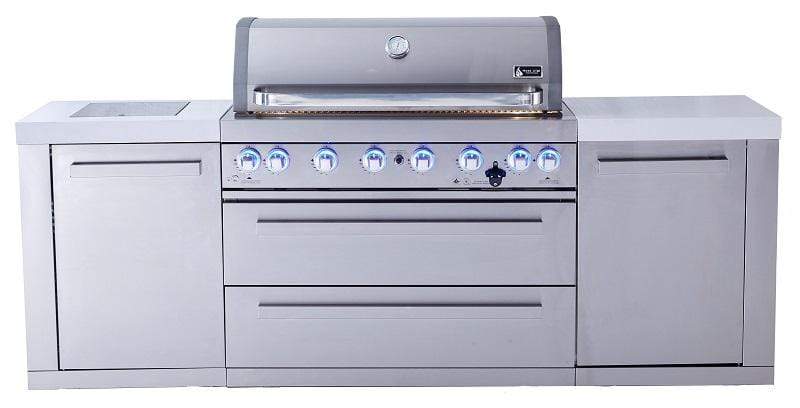Mont Alpi Island Mont Alpi 805 Stainless Steel Island / 6-Burner Grill, 2 Infrared Burners, Composite Granite Counters  / MAi805