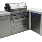 Mont Alpi Islands Mont Alpi 400 Deluxe Island with 90 Degree Corner / 4-Burner Grill, 2 Infrared Burners, Stainless Steel, Waterfall Sides / MAi400-D90C