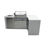 Mont Alpi Islands Mont Alpi 400 Deluxe Island with 90 Degree Corner / 4-Burner Grill, 2 Infrared Burners, Stainless Steel, Waterfall Sides / MAi400-D90C