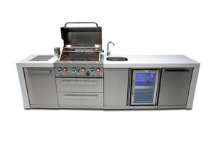 Mont Alpi Islands Mont Alpi 400 Deluxe Island with Beverage Center / 4-Burner Grill, 2 Infrared Burners, Stainless Steel, Sink, Fridge / MAi400-DBEV