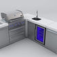 Mont Alpi Islands Mont Alpi 400 Deluxe Island with Beverage Center + 90 Degree Corner / 4-Burner Grill, 2 Infrared Burners, Stainless Steel, Sink, Fridge / MAi400-D90BEV