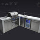 Mont Alpi Islands Mont Alpi 400 Deluxe Island with Beverage Center + 90 Degree Corner / 4-Burner Grill, 2 Infrared Burners, Stainless Steel, Sink, Fridge / MAi400-D90BEV