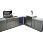 Mont Alpi Islands Mont Alpi 400 Deluxe Island with Beverage Center + 90 Degree Corner + Kegerator / 4-Burner Grill, 2 Infrared Burners, Sink, Fridge, Stainless Steel / MAi400-D90KEGBEV