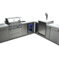 Mont Alpi Islands Mont Alpi 400 Deluxe Island with Beverage Center + 90 Degree Corner + Kegerator / 4-Burner Grill, 2 Infrared Burners, Sink, Fridge, Stainless Steel / MAi400-D90KEGBEV