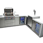Mont Alpi Islands Mont Alpi 400 Deluxe Island with Beverage Center + 90 Degree Corner + Kegerator + Fridge Cabinet / 4-Burner Grill, 2 Infrared Burners, Sink, 2 Fridges, Waterfall Sides, Stainless Steel / MAi400-D90KEGBEVFC