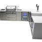 Mont Alpi Islands Mont Alpi 400 Deluxe Island with Beverage Center + 90 Degree Corner + Kegerator + Fridge Cabinet / 4-Burner Grill, 2 Infrared Burners, Sink, 2 Fridges, Waterfall Sides, Stainless Steel / MAi400-D90KEGBEVFC