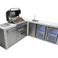 Mont Alpi Islands Mont Alpi 400 Deluxe Island with Beverage Center + Fridge Cabinet + 90 Degree Corner / 4-Burner Grill, 2 Infrared Burners, Sink, 2 Fridges / MAi400-DBEV90FC