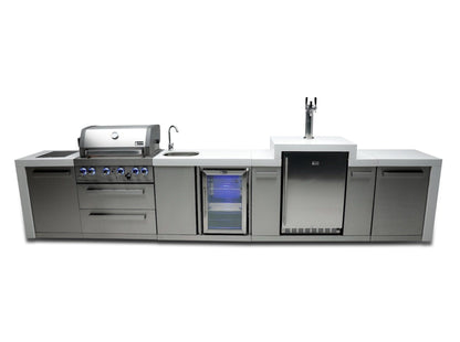 Mont Alpi Islands Mont Alpi 400 Deluxe Island with Beverage Center + Kegerator / 4-Burner Grill, 2 Infrared Burners, Sink, Fridge, Stainless Steel / MAi400-DKEGBEV