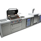 Mont Alpi Islands Mont Alpi 400 Deluxe Island with Beverage Center + Kegerator + Fridge Cabinet / 4-Burner Grill, 2 Infrared Burners, Sink, 2 Fridges, Waterfall Sides, Stainless Steel / MAi400-DKEGBEVFC
