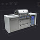 Mont Alpi Islands Mont Alpi 400 Deluxe Island with Fridge Cabinet / 4-Burner Grill, 2 Infrared Burners, Fridge, Stainless Steel, Waterfall Sides / MAi400-DFC