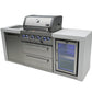 Mont Alpi Islands Mont Alpi 400 Deluxe Island with Fridge Cabinet / 4-Burner Grill, 2 Infrared Burners, Fridge, Stainless Steel, Waterfall Sides / MAi400-DFC