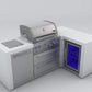 Mont Alpi Islands Mont Alpi 400 Deluxe Island with Fridge Cabinet + 90 Degree Corner / 4-Burner Grill, 2 Infrared Burners, Fridge, Stainless Steel / MAi400-D90FC