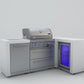 Mont Alpi Islands Mont Alpi 400 Deluxe Island with Fridge Cabinet + 90 Degree Corner / 4-Burner Grill, 2 Infrared Burners, Fridge, Stainless Steel / MAi400-D90FC