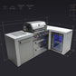 Mont Alpi Islands Mont Alpi 400 Deluxe Island with Fridge Cabinet + 90 Degree Corner / 4-Burner Grill, 2 Infrared Burners, Fridge, Stainless Steel / MAi400-D90FC