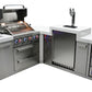 Mont Alpi Islands Mont Alpi 400 Deluxe Island with Fridge Cabinet + 90 Degree Corner + Kegerator / 4-Burner Grill, 2 Infrared Burners, Fridge, Stainless Steel / MAi400-D90KEGFC