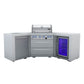 Mont Alpi Islands Mont Alpi 400 Deluxe Island with Fridge Cabinet + Two 45 Degree Corners / 4-Burner Grill, 2 Infrared Burners, Fridge, Stainless Steel / MAi400-D45FC