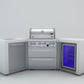 Mont Alpi Islands Mont Alpi 400 Deluxe Island with Fridge Cabinet + Two 45 Degree Corners / 4-Burner Grill, 2 Infrared Burners, Fridge, Stainless Steel / MAi400-D45FC