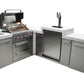Mont Alpi Islands Mont Alpi 400 Deluxe Island with Kegerator + 90 Degree Corner / 4-Burner Grill, 2 Infrared Burners, Stainless Steel, Waterfall Sides  / MAi400-D90KEG