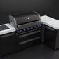 Mont Alpi Islands Mont Alpi 805 Black Stainless Steel Island with 90 Degree Corner / 6-Burner Grill, 2 Infrared Burners, Rotisserie Kit / MAi805-BSS90C