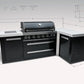 Mont Alpi Islands Mont Alpi 805 Black Stainless Steel Island with 90 Degree Corner / 6-Burner Grill, 2 Infrared Burners, Rotisserie Kit / MAi805-BSS90C