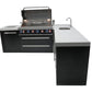 Mont Alpi Islands Mont Alpi 805 Black Stainless Steel Island with Beverage Center + Fridge Cabinet + 90 Degree Corner / 6-Burner Grill, 2 Infrared Burners, Sink, 2 Fridges / MAi805-BSS90BEVFC