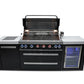 Mont Alpi Islands Mont Alpi 805 Black Stainless Steel Island with Fridge Cabinet / 6-Burner Grill, 2 Infrared Burners, Fridge  / MAi805-BSSFC