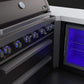 Mont Alpi Islands Mont Alpi 805 Black Stainless Steel Island with Fridge Cabinet + 90 Degree Corner / 6-Burner Grill, 2 Infrared Burners, Fridge, Extension  / MAi805-BSS90FC