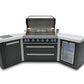 Mont Alpi Islands Mont Alpi 805 Black Stainless Steel Island with Fridge Cabinet + Two 45 Degree Corners / 6-Burner Grill, 2 Infrared Burners, Fridge, Stainless Steel / MAi805-BSS45FC