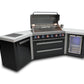 Mont Alpi Islands Mont Alpi 805 Black Stainless Steel Island with Fridge Cabinet + Two 45 Degree Corners / 6-Burner Grill, 2 Infrared Burners, Fridge, Stainless Steel / MAi805-BSS45FC