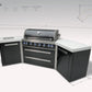 Mont Alpi Islands Mont Alpi 805 Black Stainless Steel Island with Two 45 Degree Corners / 6-Burner Grill, 2 Infrared Burners, Rotisserie Kit, Cover / MAi805-BSS45