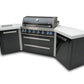 Mont Alpi Islands Mont Alpi 805 Black Stainless Steel Island with Two 45 Degree Corners / 6-Burner Grill, 2 Infrared Burners, Rotisserie Kit, Cover / MAi805-BSS45
